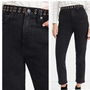 Madewell Classic Straight Grommet Edition black Washed Jeans Size 27